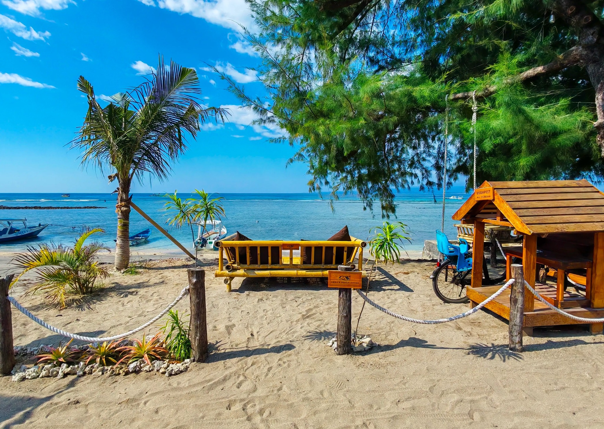 Private beachfront daybed overlooking the sea